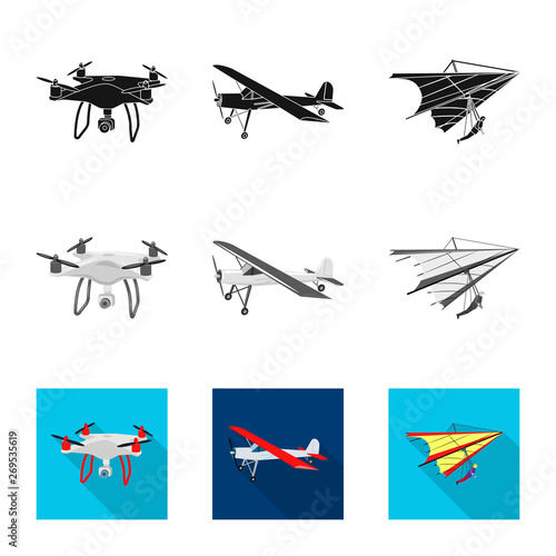 Vector design of plane and transport logo. Collection of plane and sky vector icon for stock. © Svitlana