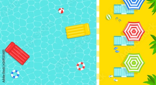 Summer vacation, Swimming pool poster vector illustration