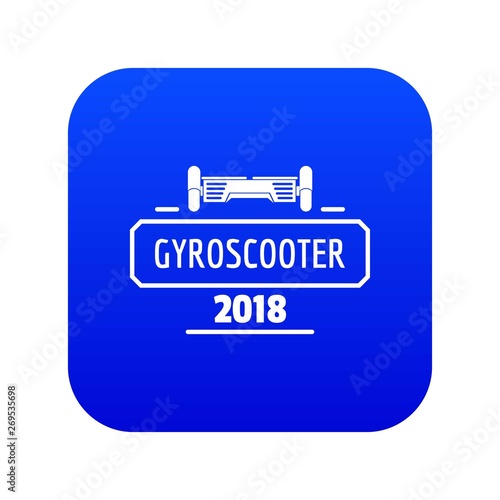 Travel gyro scooter icon blue vector isolated on white background