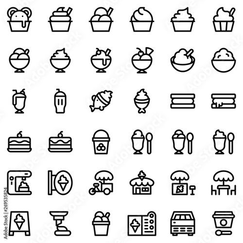 Ice cream vector icon set, outline style