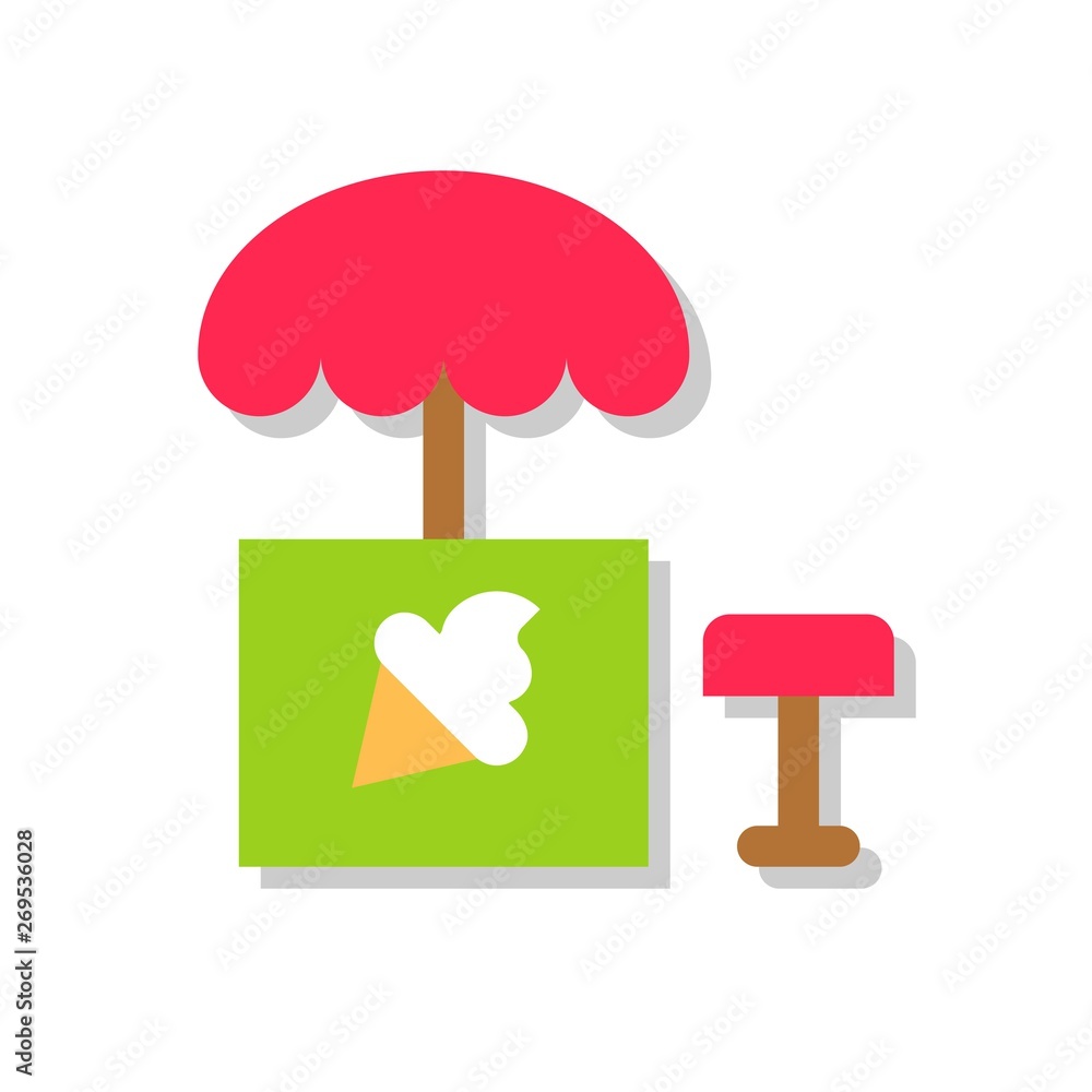 Ice cream stall vector illustration, flat style icon Ice cream stall vector illustration, flat style icon
