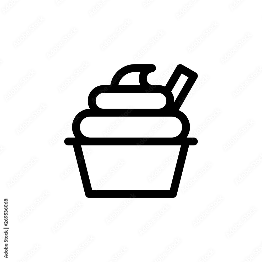 Ice cream cup vector illustration, Sweets line style icon Ice cream cup vector illustration, Sweets line style icon