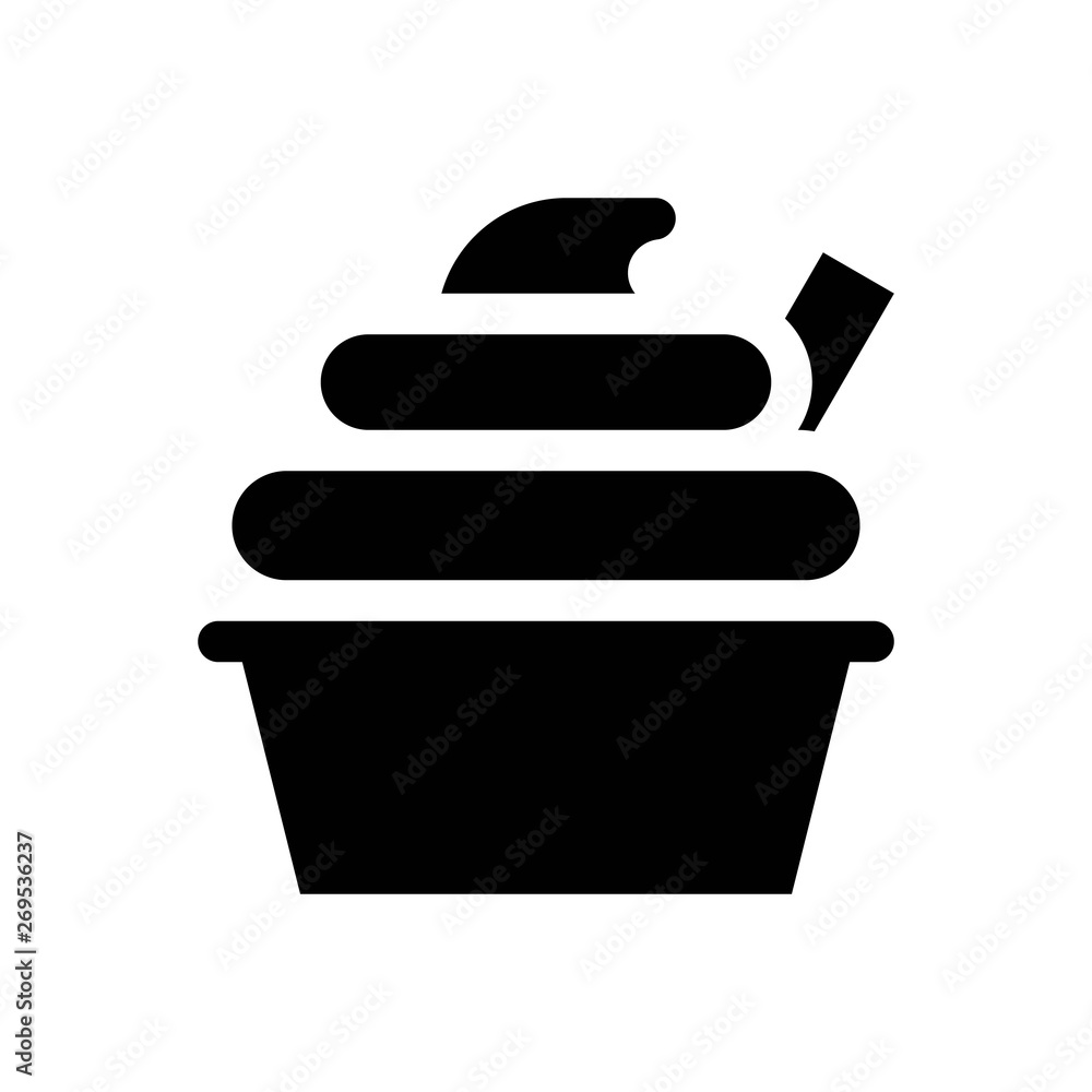 Ice cream cup vector illustration, Sweets solid style icon Ice cream cup vector illustration, Sweets solid style icon