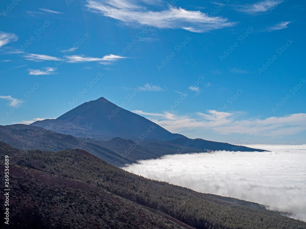 Volcano Pico del Teide above clouds, Tenerife, Canary Islands, Spain