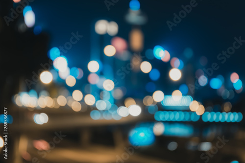 Fototapeta Naklejka Na Ścianę i Meble -  Light night city bokeh abstract background