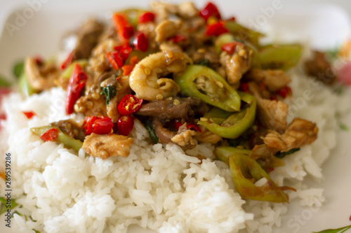 Stir-fried basil, a famous food of Thailand