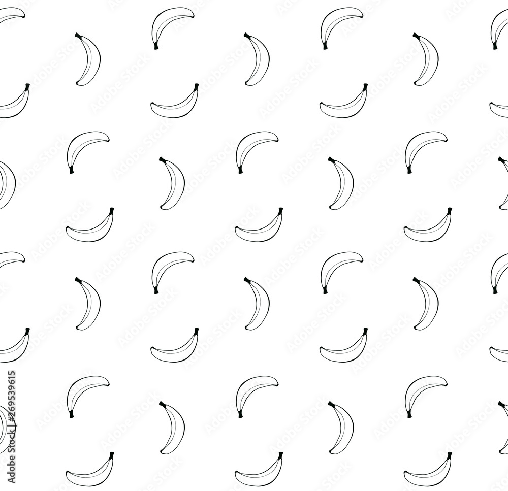 Black and white hand drawn banana seamless pattern Black and white hand drawn banana seamless pattern