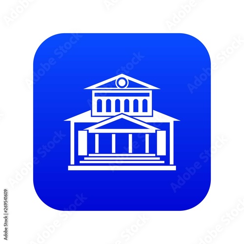 Theater building icon digital blue for any design isolated on white vector illustration