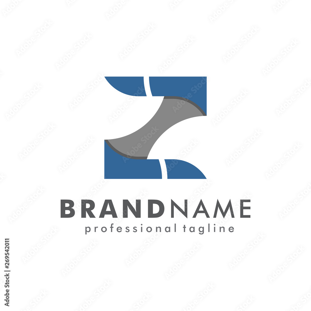 Letter Z Logo Blue and Grey Abstract Square Ribbon Flat Vector Design Letter Logo Template Letter Z Logo Blue and Grey Abstract Square Ribbon Flat Vector Design Letter Logo Template