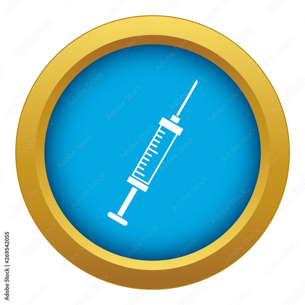 Syringe icon blue vector isolated on white background for any design Syringe icon blue vector isolated on white background for any design