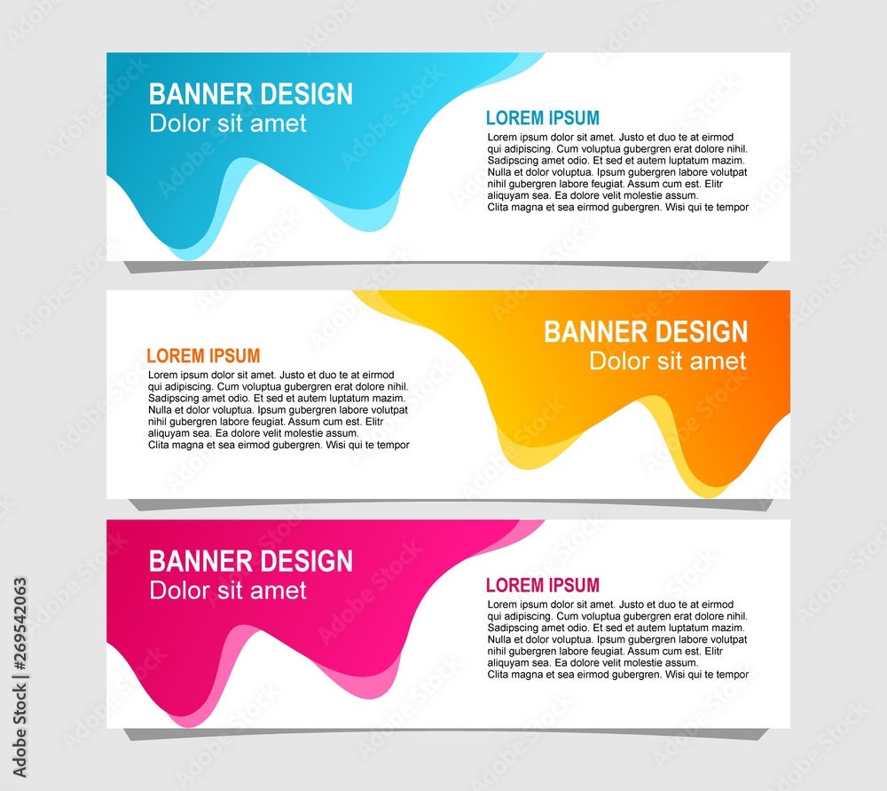 liquid banner design with three gradient color choices