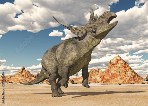 Dinosaurier Diabloceratops in einer Landschaft photo