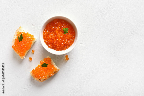 Sandwiches with red caviar photo