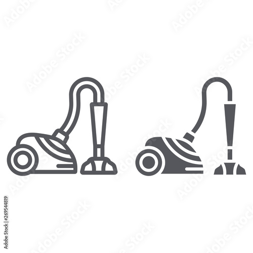 Vacuum cleaner line and glyph icon, appliance and home, hoover sign, vector graphics, a linear pattern on a white background.