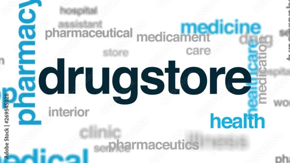 Drug store animated word cloud. Kinetic typography. Drug store animated word cloud. Kinetic typography.