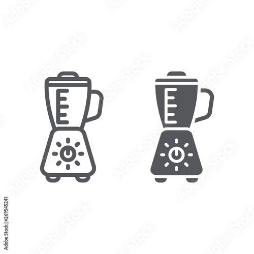 Blender line and glyph icon, appliance and kitchen, mixer sign, vector graphics, a linear pattern on a white background.
