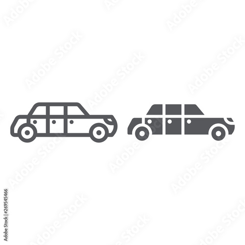 Limousine line and glyph icon, luxury and automobile, limo sign, vector graphics, a linear pattern on a white background.
