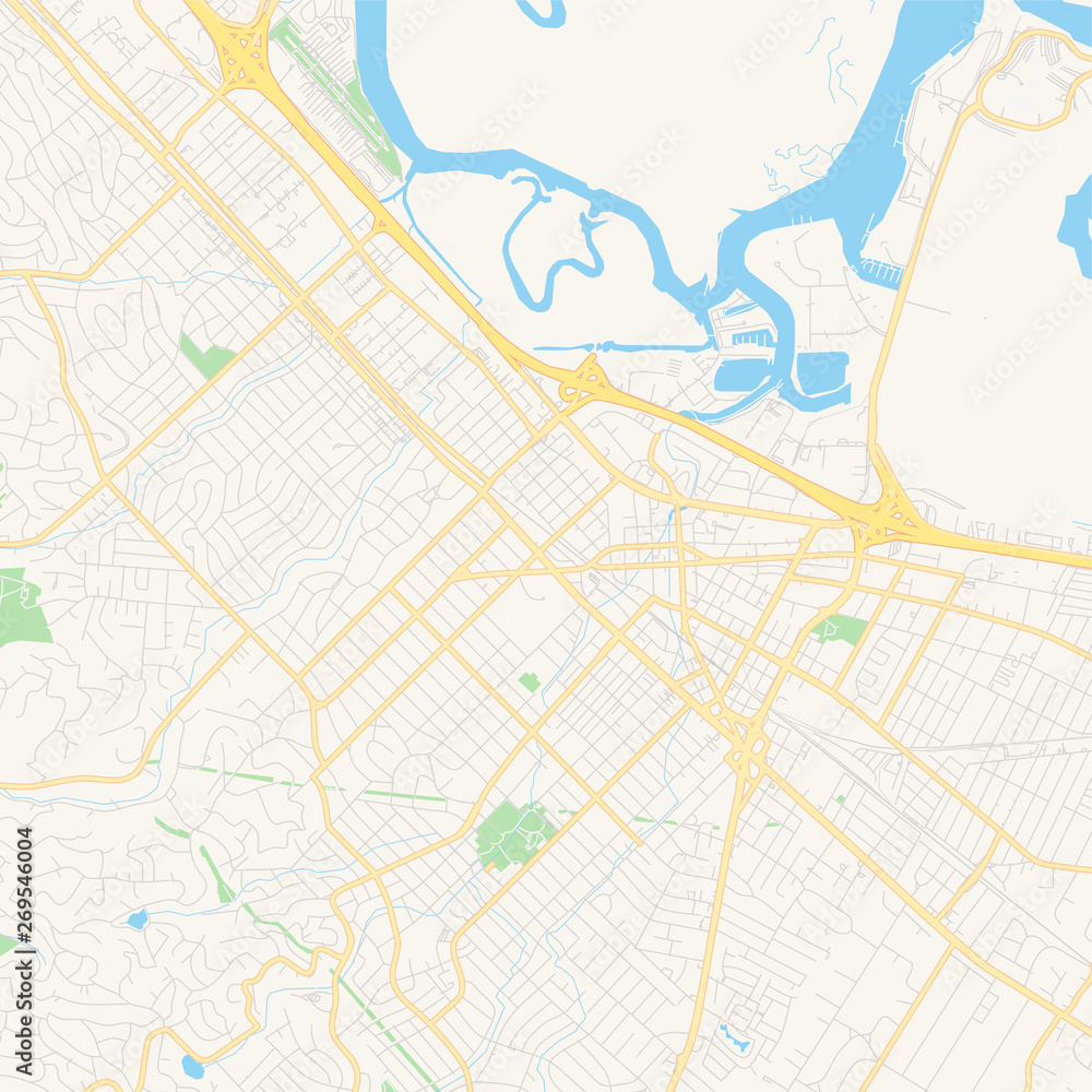 Empty vector map of Redwood City, California, USA