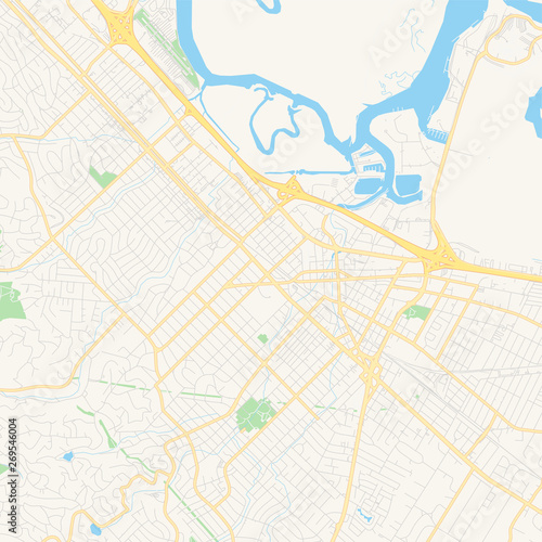 Empty vector map of Redwood City, California, USA
