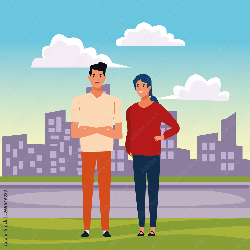 couple avatar cartoon character vector illustration couple avatar cartoon character vector illustration