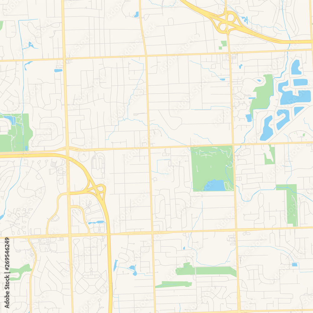 Empty vector map of Troy, Michigan, USA