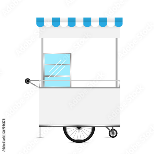 kiosk white, template blank of kiosk wheels cart stock clip art for design, kiosk empty for design of market and exterior symbol, set of market food outdoor, wheels cart kiosk for business small shop