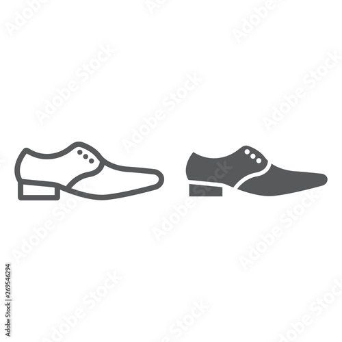Man shoes line and glyph icon, clothes and footwear, formal shoes sign, vector graphics, a linear pattern on a white background.