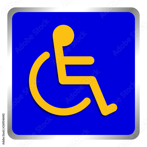 disabled signs square blue colors frame background, sign boards for disability slope path ladder way sign badge for disabled, disabled symbol signs on blue boards template