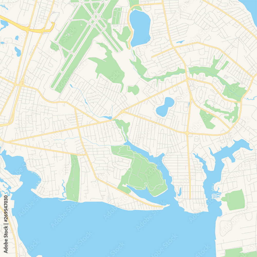 Fototapeta premium Empty vector map of Warwick, Rhode Island, USA
