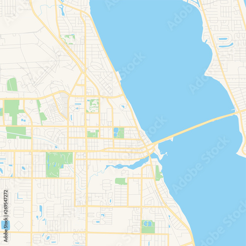 Empty vector map of Melbourne, Florida, USA