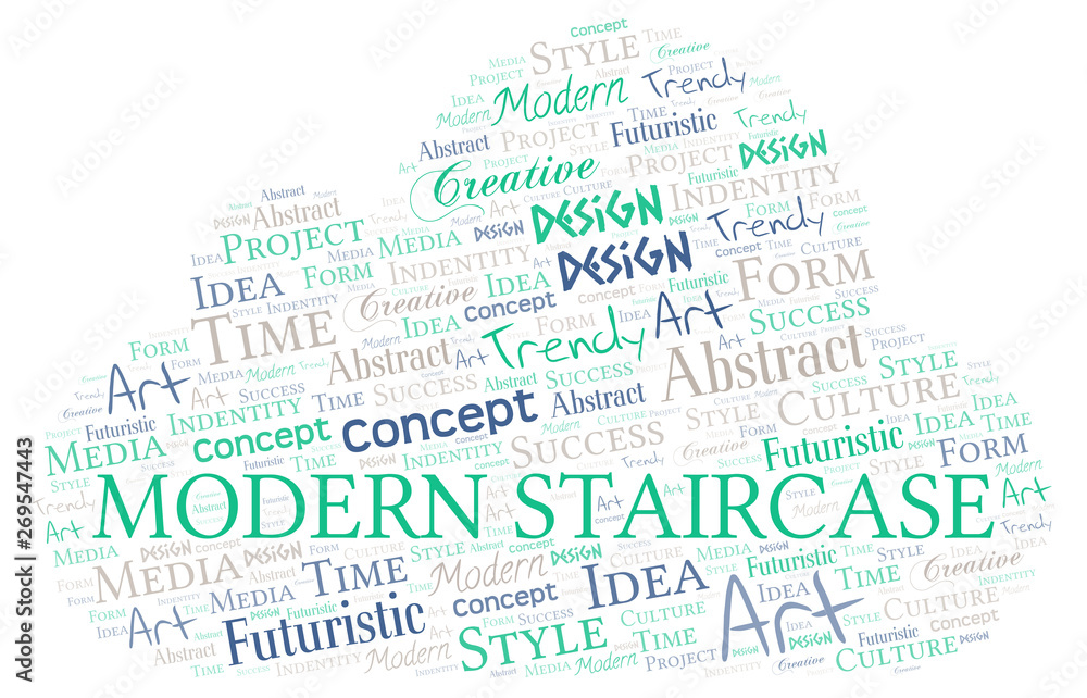 Modern Staircase word cloud. Wordcloud made with text only.