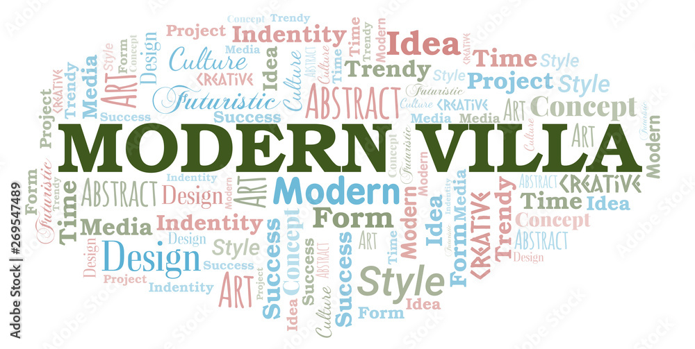 Fototapeta premium Modern Villa word cloud. Wordcloud made with text only.