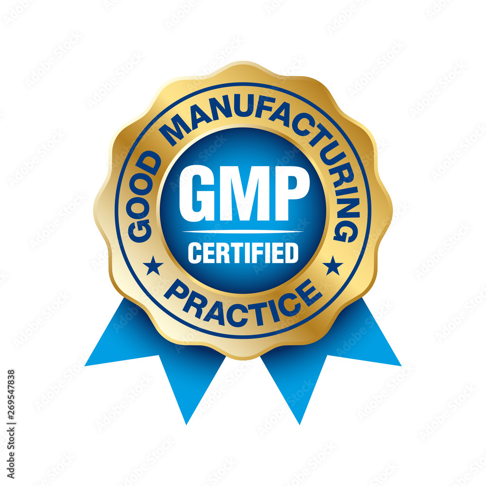 GMP (Good Manufacturing Practice) certified round stamp on white background - Vector