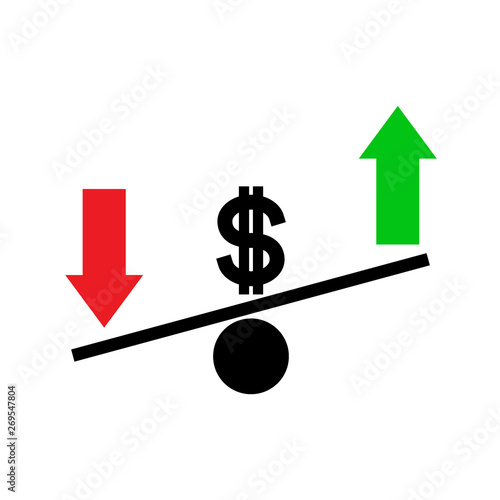 Seasaw. Dollar exchange rate fluctuation concept