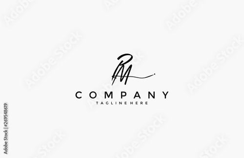 Calligraphy Signature Initial Letter PM Logotype