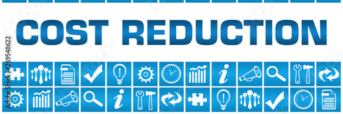 Cost Reduction Blue Box Grid Business Symbols 