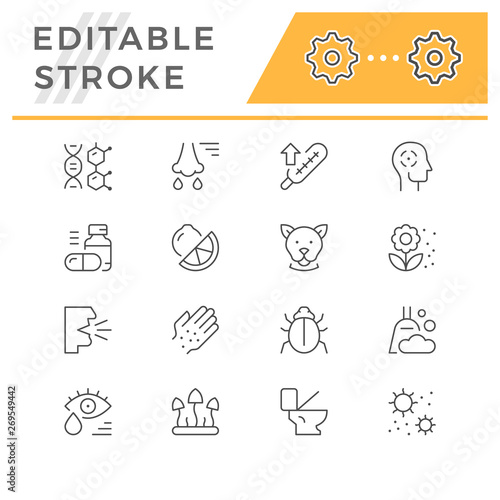 Set line icons of allergy