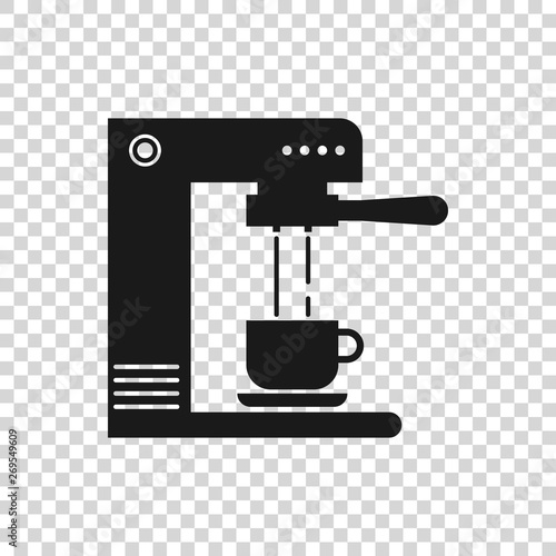 Grey Coffee machine and coffee cup icon isolated on transparent background. Vector Illustration