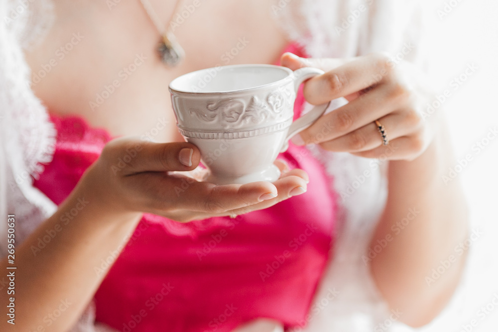 girl drinking morning tea or coffee girl drinking morning tea or coffee
