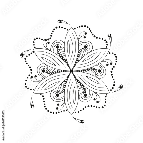 Oriental mandala motif of round swirling shape, illustration of floral pattern for decoration in Oriental style