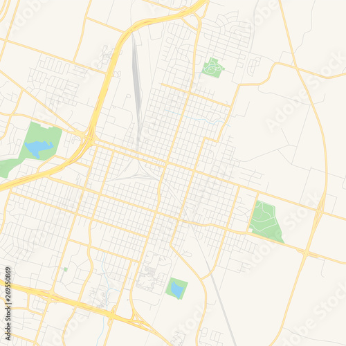 Empty vector map of Temple, Texas, USA