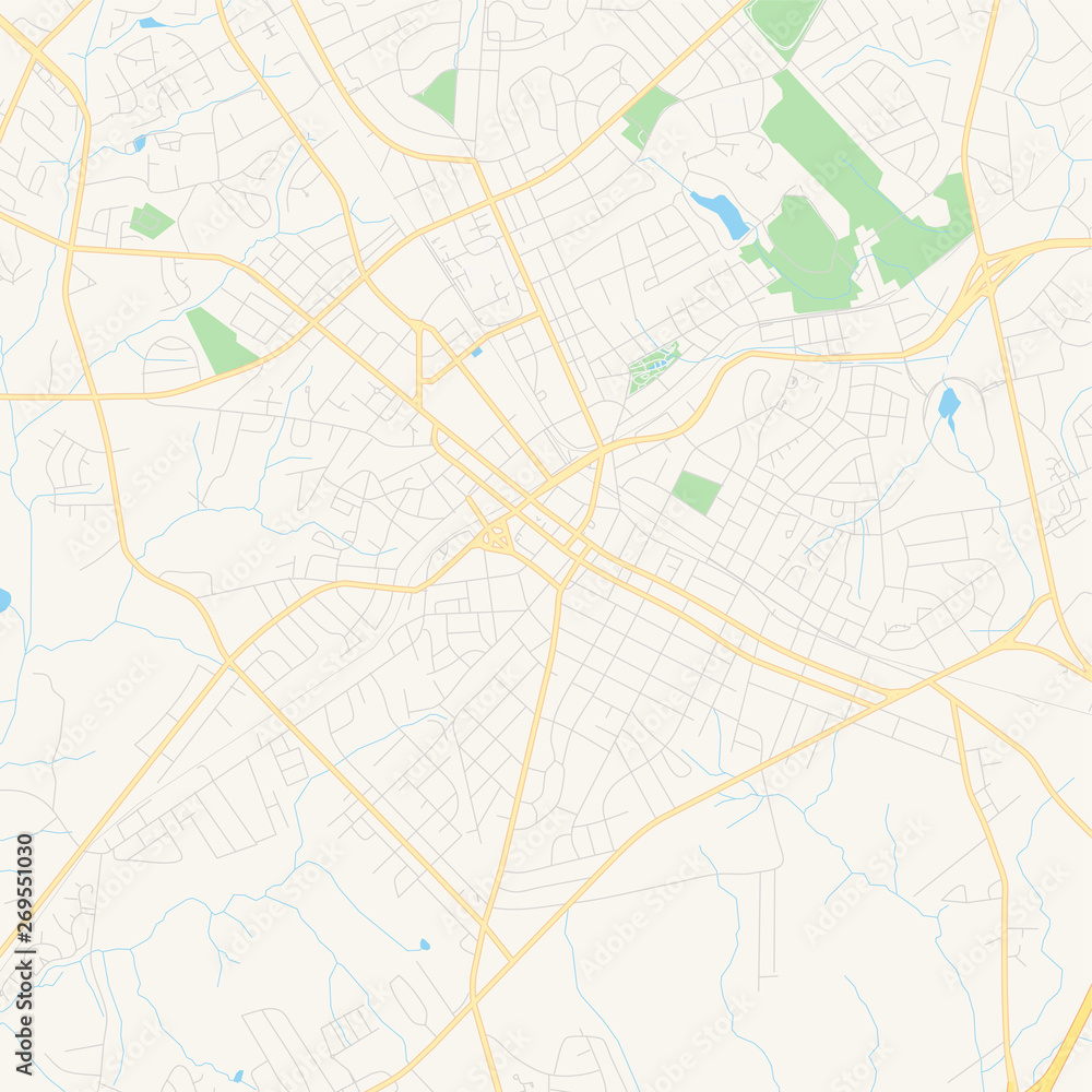 Fototapeta Empty vector map of Rock Hill, South Carolina, USA