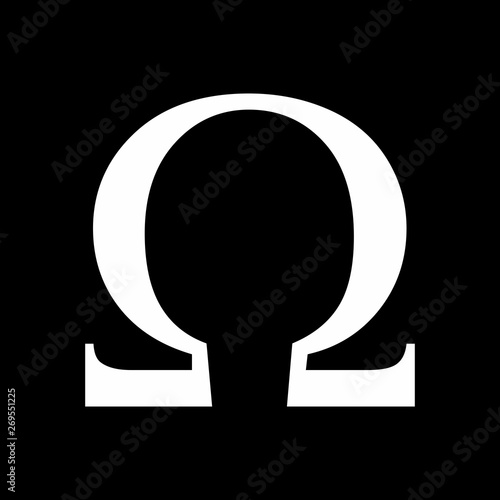 Illustration of Omega greek sign on dark background