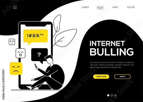 Internet bullying - flat design style web banner