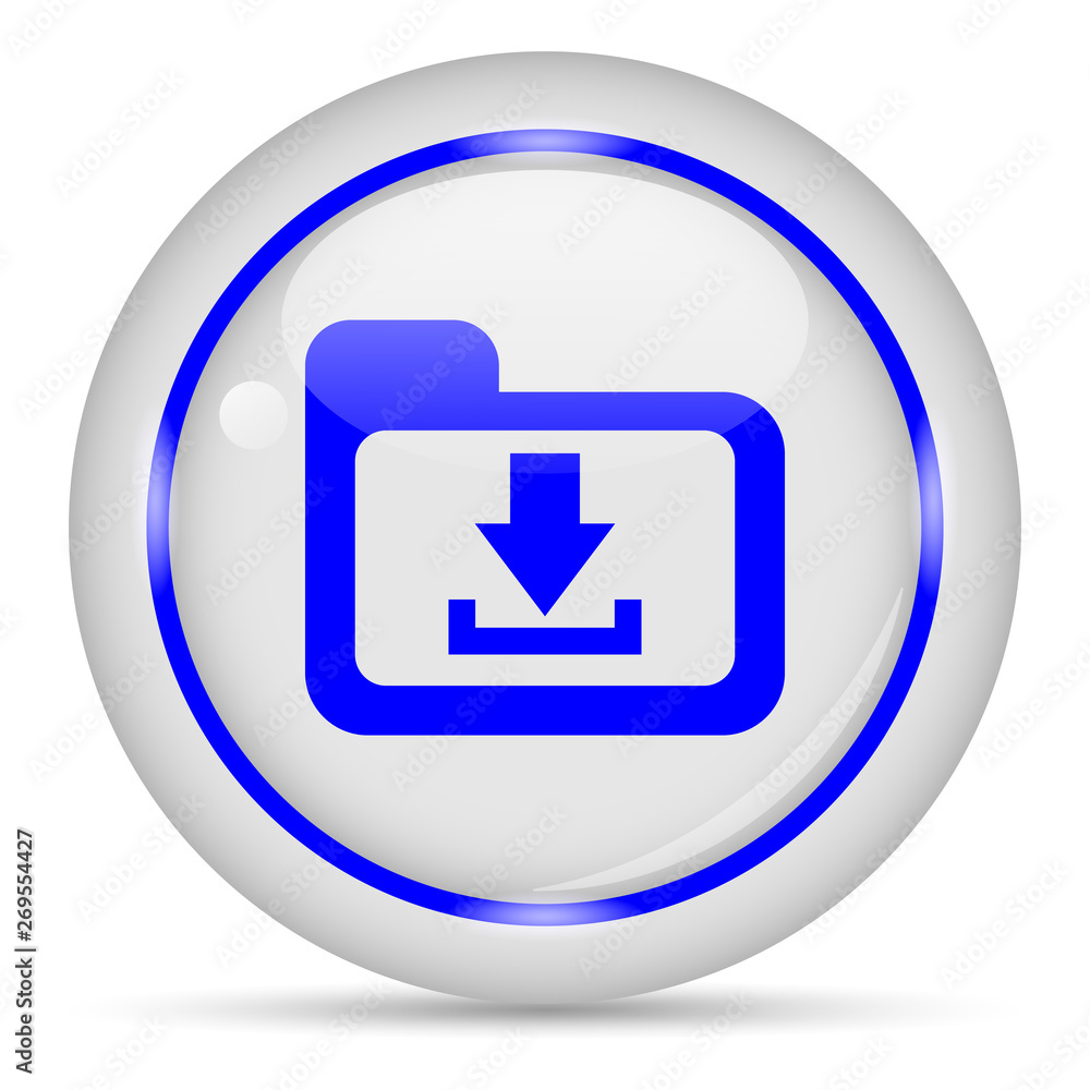 Download icon. White glossy round vector icon in eps 10. Editable modern design internet button on white background. Download icon. White glossy round vector icon in eps 10. Editable modern design internet button on white background.