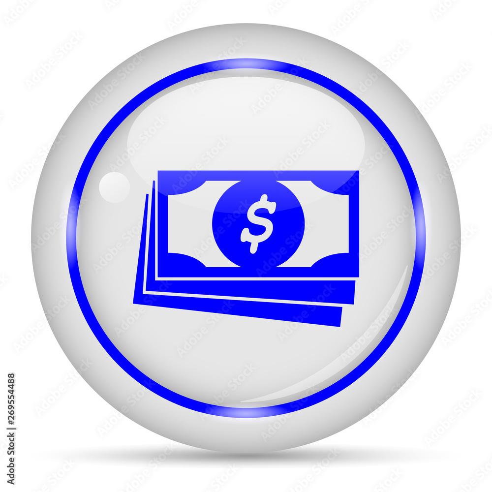 Money icon. White glossy round vector icon in eps 10. Editable modern design internet button on white background. Money icon. White glossy round vector icon in eps 10. Editable modern design internet button on white background.