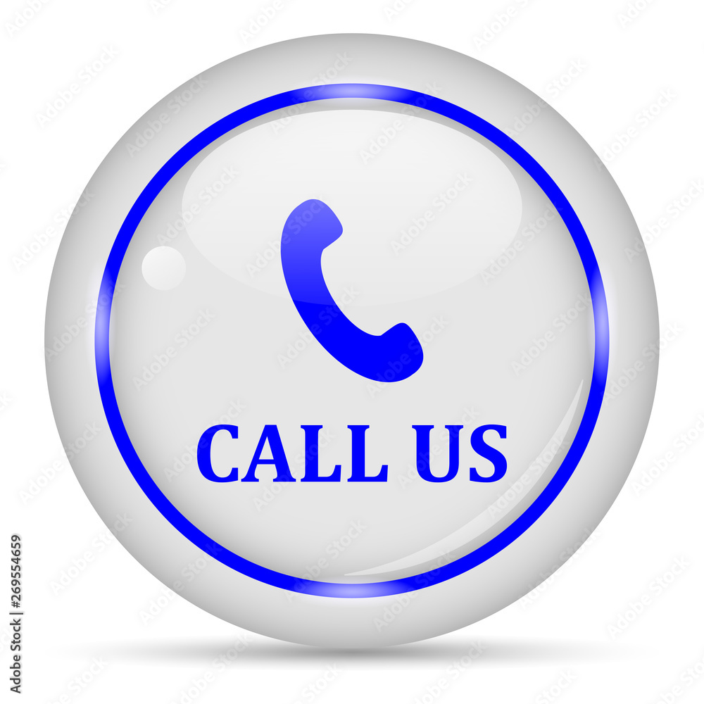 Call us icon. White glossy round vector icon in eps 10. Editable modern design internet button on white background. Call us icon. White glossy round vector icon in eps 10. Editable modern design internet button on white background.