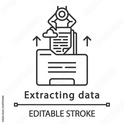 Extracting data linear icon