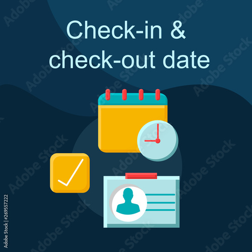 Departure and arrival date flat concept vector icon