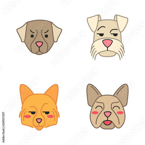 Dogs cute kawaii vector characters